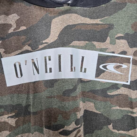 Oneill Mens Fields Hoodie Sweatshirt XXL Green Brown Camo Pullover Standard Fit - Picture 4 of 12